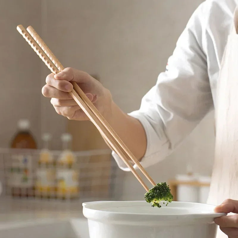 Baguettes en Bois Naturel – Extra Longues & Antidérapantes | Bois de Hêtre Poli pour Cuisine Éco-Responsable