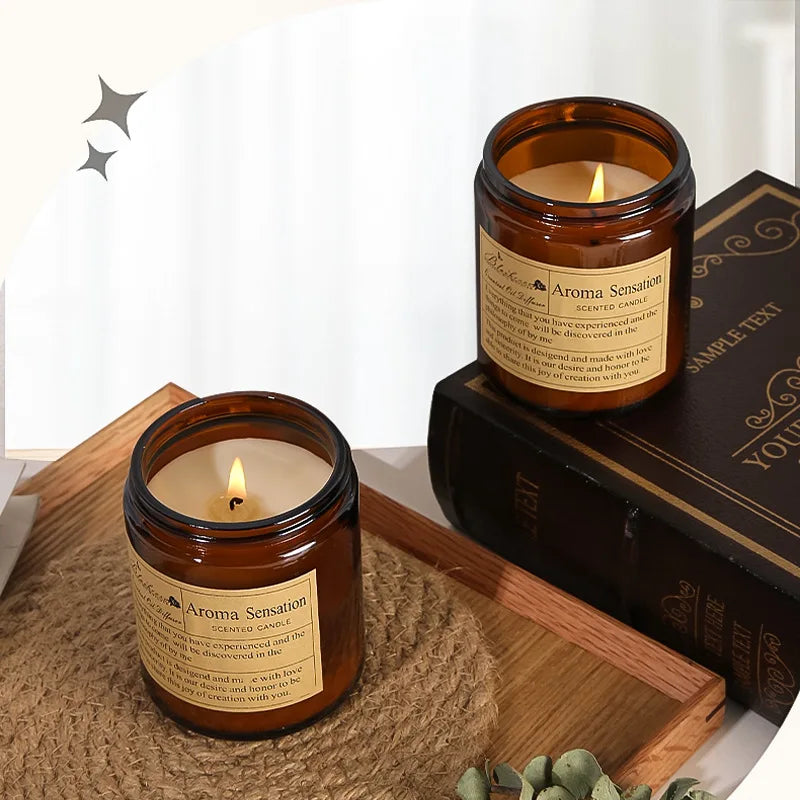 Bougie Parfumée aux Huiles Essentielles – Cire de Soja Naturelle (Sans Fumée)