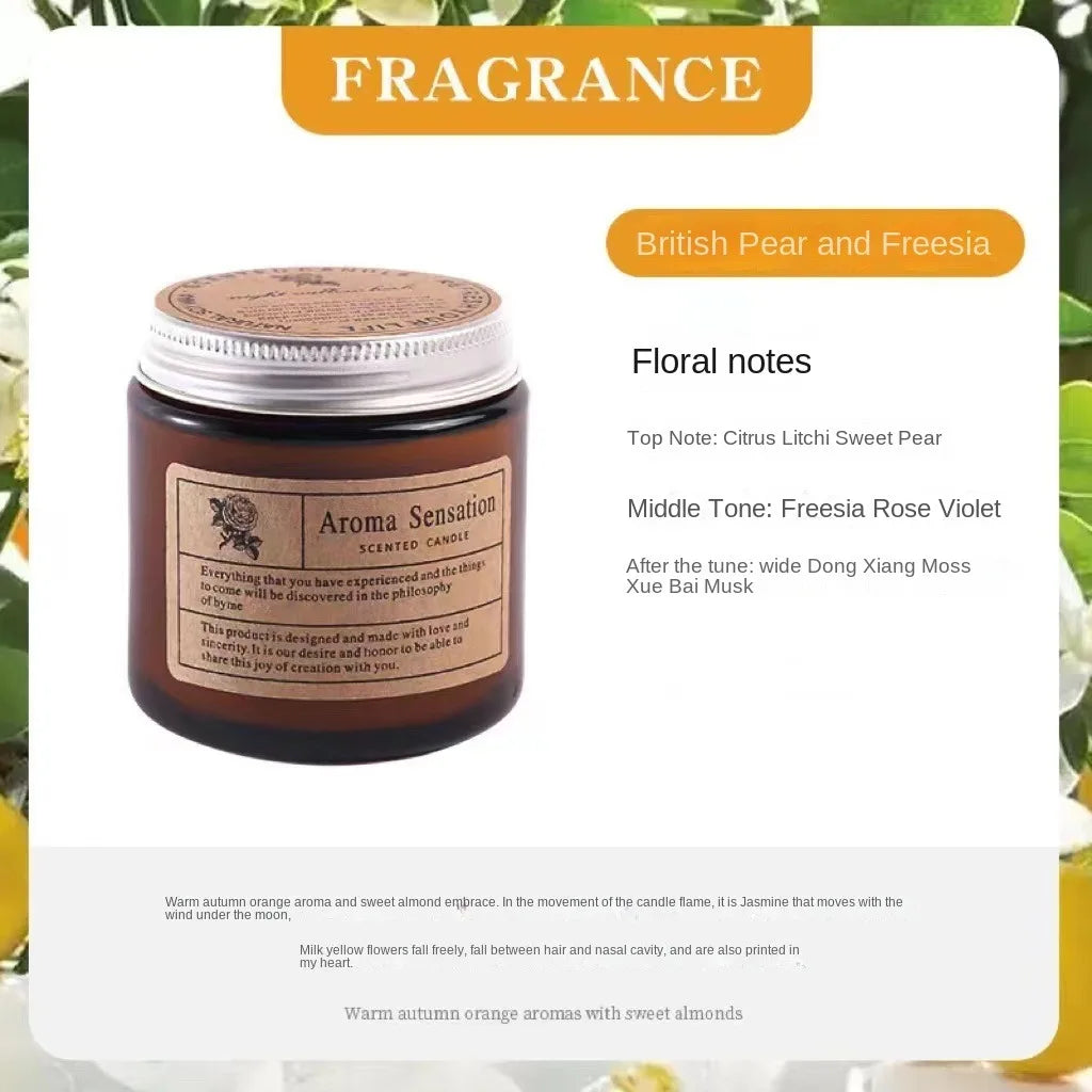 Bougie Parfumée aux Huiles Essentielles – Cire de Soja Naturelle (Sans Fumée)