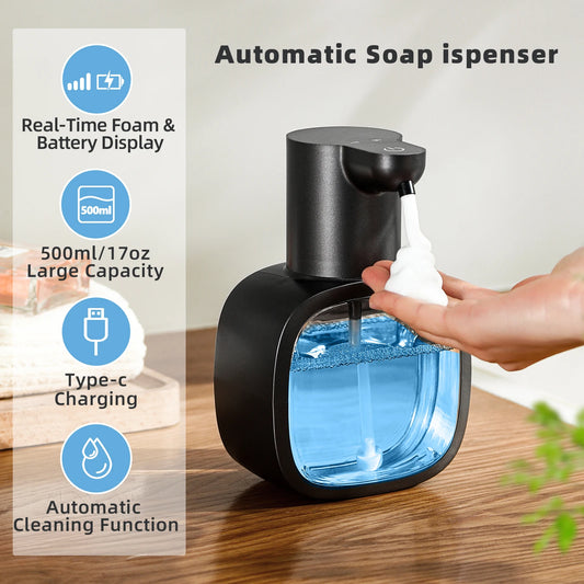 Distributeur de Savon Automatique Mural – Mousse Intelligente, Rechargeable & Sans Contact (500ml)