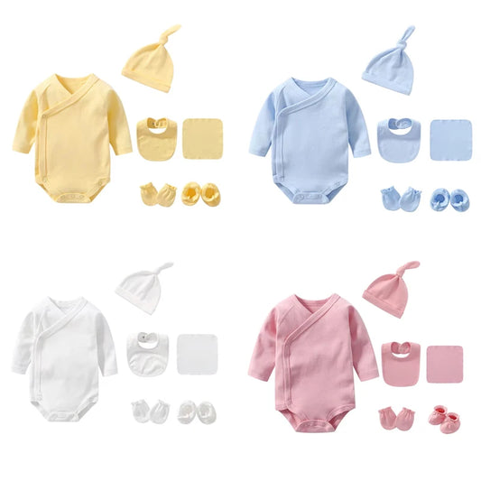 Ensemble Naissance Écoresponsable Unisexe - Bodys + Bonnet + Bavoirs (0-6 mois)