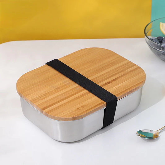 Boîte repas inox 1400ml – Couvercle bambou & planche à découper