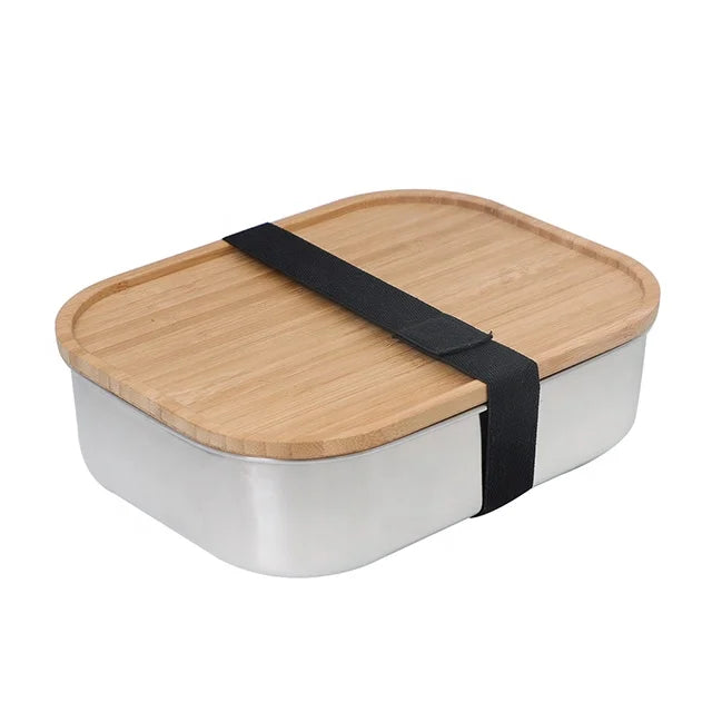 Boîte repas inox 1400ml – Couvercle bambou & planche à découper