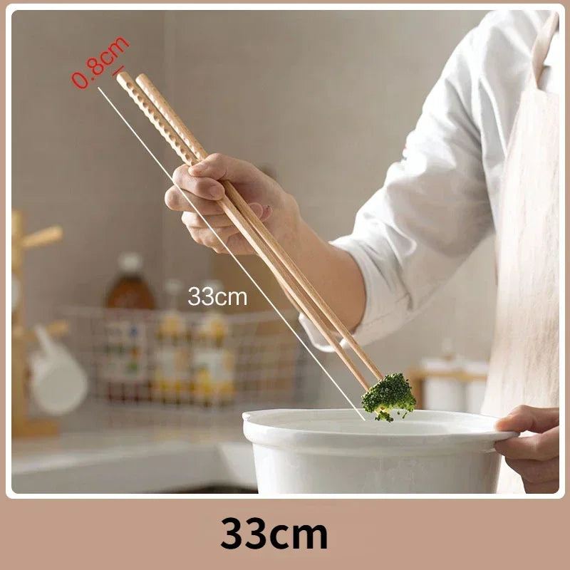 Baguettes en Bois Naturel – Extra Longues & Antidérapantes | Bois de Hêtre Poli pour Cuisine Éco-Responsable