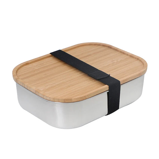 Boîte repas inox 1400ml – Couvercle bambou & planche à découper